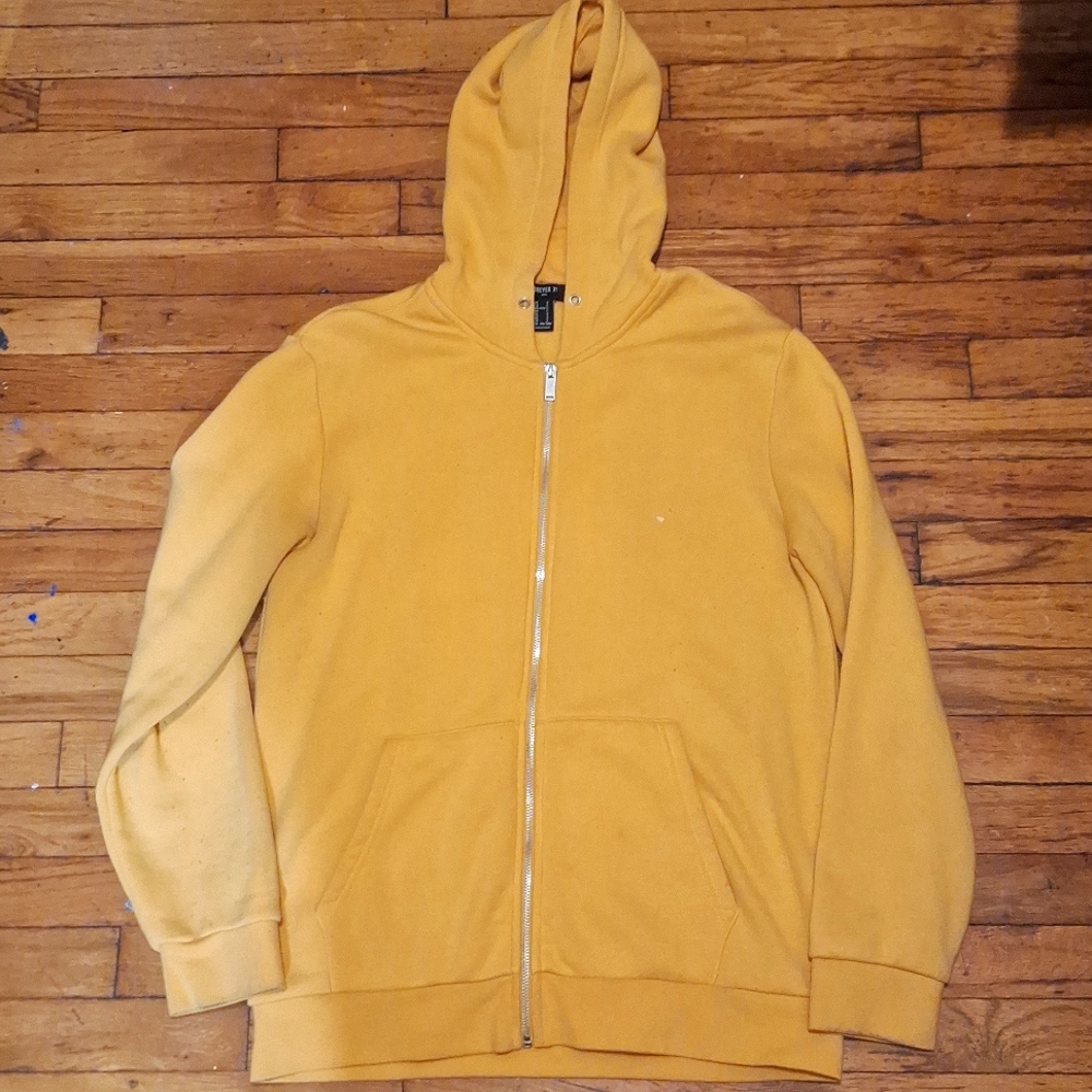 Forever 21 Yellow Small Unisex Hoodie with Zipper
